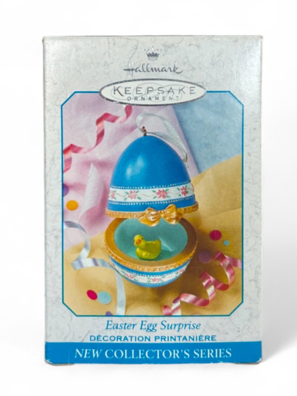 Vintage 1999 Hallmark Blue and Gold Easter Egg Surprise Keepsake Ornament NWT